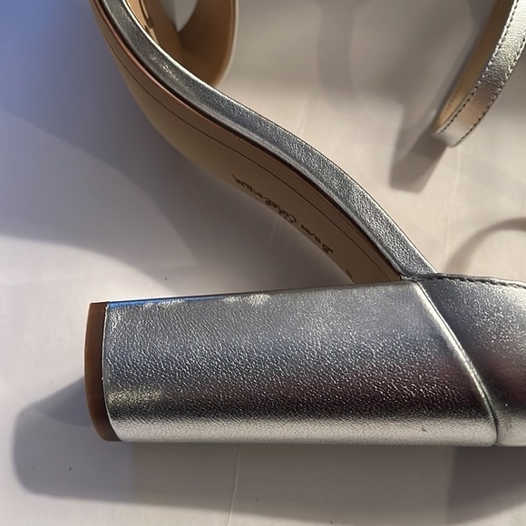 Sam Edelman Yaro silver leather ankle strap block heel sandals Sz‎ 10 new - Picture 12 of 16